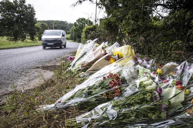 Flowers at the scene of the crash 
Photo SWNS