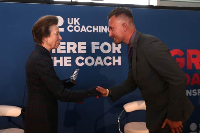 Corby's Lee Reade was presented with a coaching hero award from HRH The Princess Royal.