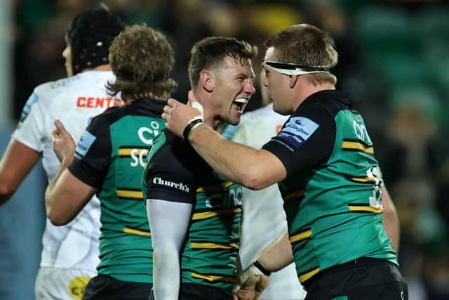 Saints celebrated a crucial win against Exeter Chiefs last Friday
