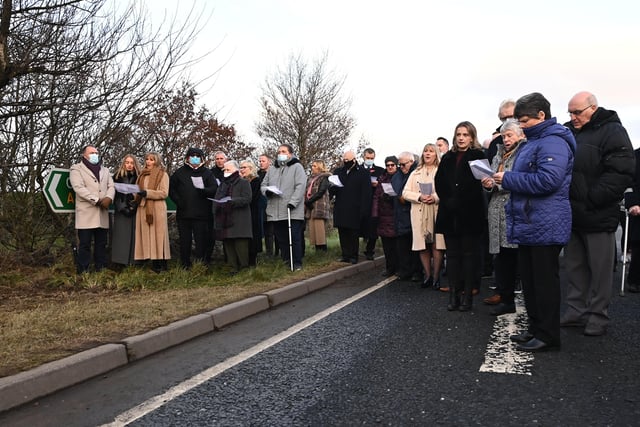 Gathered for the 30th anniversary service of the Teebane bombing outside Cooktown in Co Tyrone. Picture:  Colm Lenaghan/Pacemaker Press