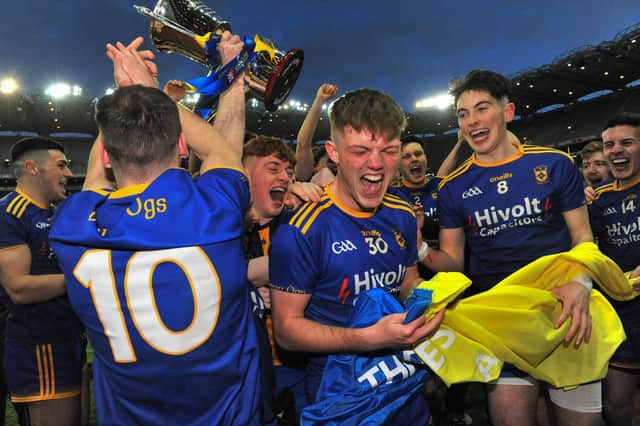 Steelstown players celebrate their All Ireland Intermediate Football Final win over Trim at Croke Park on Sunday.
