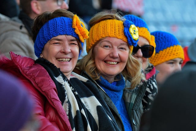 All smiles at Croke Park as these ladies watch Steelstown win the All Ireland Intermediate Football Championship.
