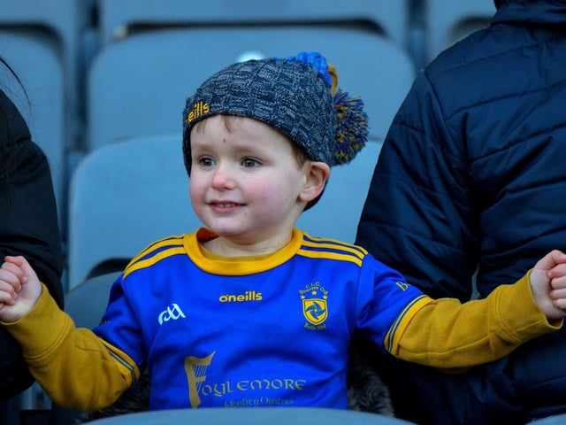 This young fans is enjoying the celebrations after Steelstown's All Ireland Intermediate Football final victory at Croke Park on Sunday. DER2206GS – 006