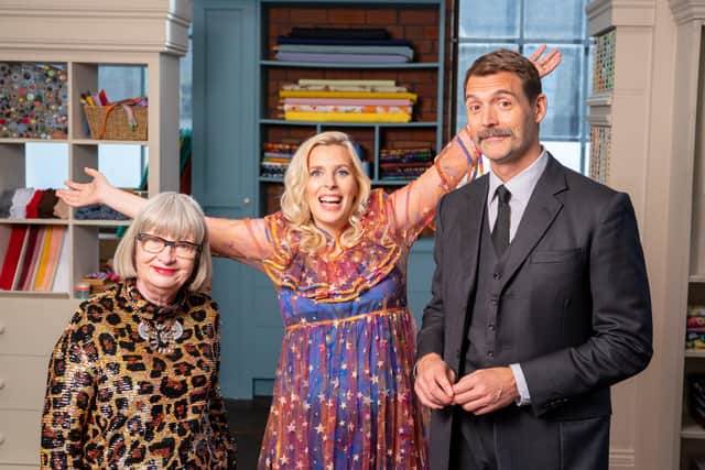 Esme Young, Sara Pascoe and Patrick Grant