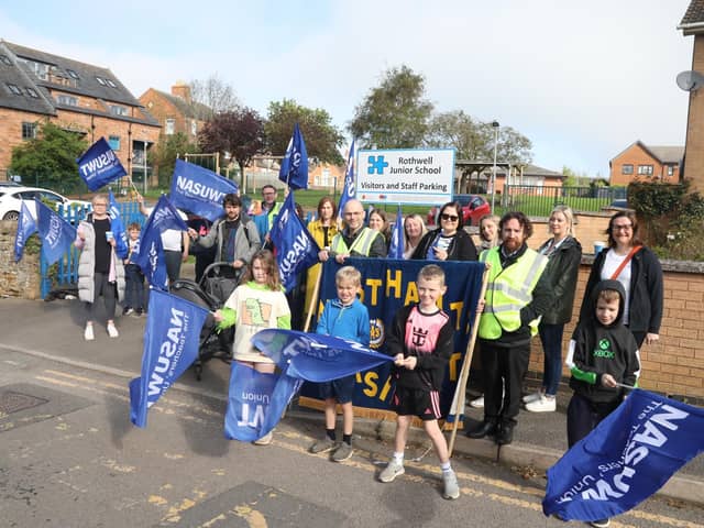 Rothwell Junior School teaching staff, members of the NASUWT, outside the school for their second day of action/National World