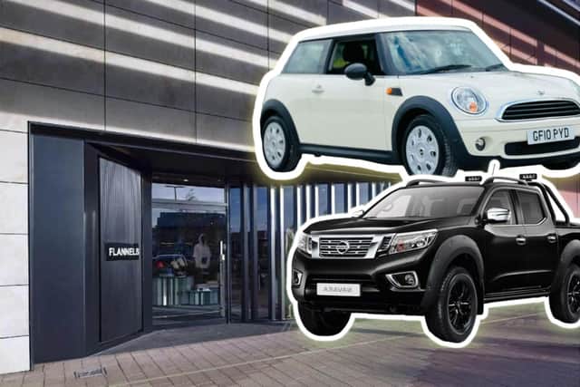 The court heard Flannels at Rushden Lakes was targeted in a smash and grab raid by men in a cream mini, followed in convoy by a Nissan Navara. Image: National World.