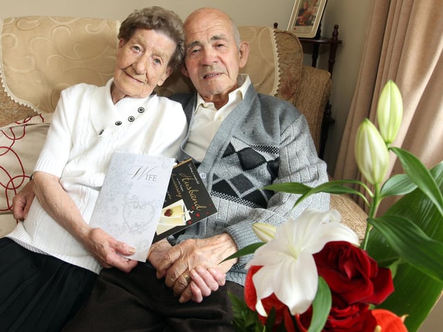 Abraham and Irene Douglas, from Corby celebrate 65 years together in August 2013