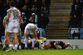 Exeter raced into a 21-0 half-time lead, with Olly Woodburn on the scoresheet in the first half