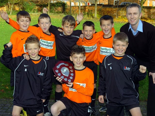 Desborough: Havelock Junior school football team winners of the Kettering and district football league. front row Thomas Gudyear,, Lewis Kerfoot, Haydn Coxon.
Back: Toby Bull, Mathew Chapman, Sam Bull, Tom Daniels, Maciek Duczak, and teacher Richard Jacques, (team manager) 2008