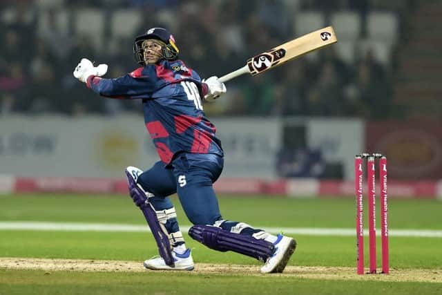 Ashton Agar in action for the Steelbacks during their Blast quarter-final defeat to Somerset in September