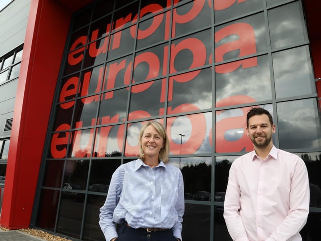 l-r Dionne Redpath (Chief Operating Officer of Europa Worldwide Group / Warehouse Divisional Director) and Arron Delamare (Head of Operations at Europa Warehouse Corby)