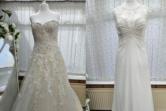 Two of the dresses they have at Bespoke Bridal Bliss