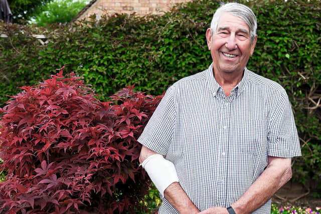 Pic 3) Nothing was going to stop Richard Gell – fresh out of hospital – from showing off his garden.