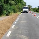 The verge nest to the A605 has been cleared and then an earth bank built