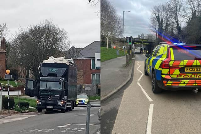 Damage caused to a lorry and police at the scene. Credit: Dave Higgs/Northants Police
