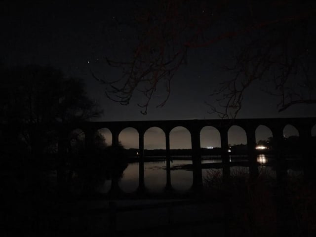 "Harringworth viaduct when the fields were flooded"