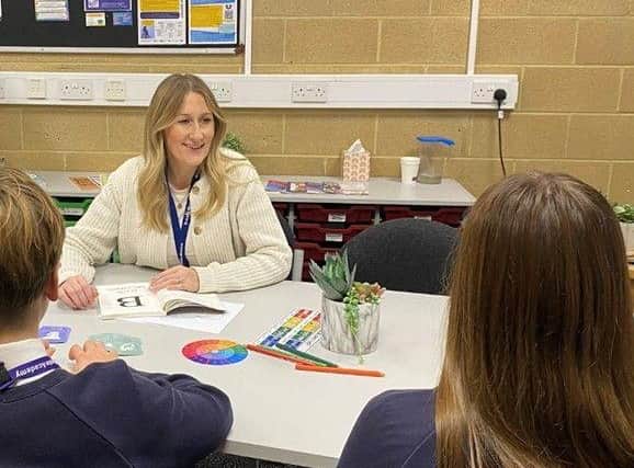 Emma Baxter supporting young carers at Brooke Weston Academy