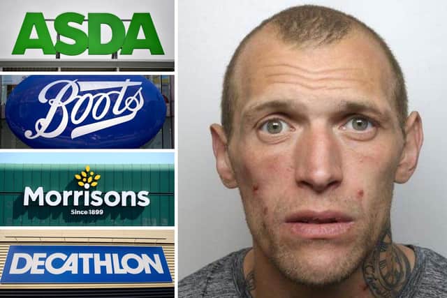 Freeman stole goods worth thousands from Morrisons, Asda, Boots and Decathlon in Northampton, Corby and Milton Keynes. Photos: Northamptonshire Police / Getty Images