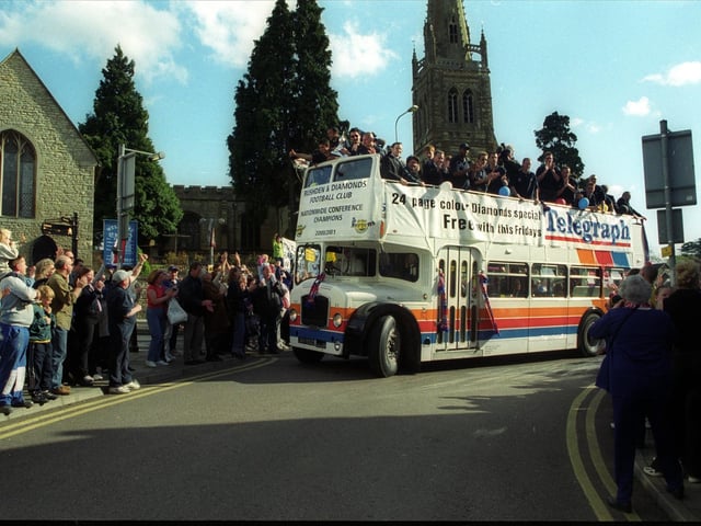 Rushden and Diamonds Football Club Victory Parade, promotion to the Football League Monday May 7th 2001