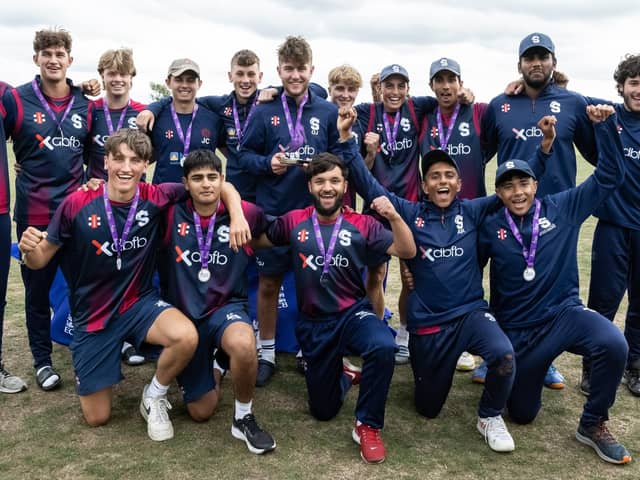 The Northants Under-18s players celebrate their National Cup Final win over Cricket Wales (Picture courtesy of @NorthantsCCC)