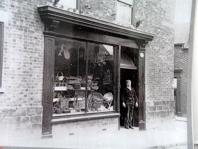 Basket weaver's shop, 1890, on the corner of Mill Road and Herriotts Lane, Wellingborough