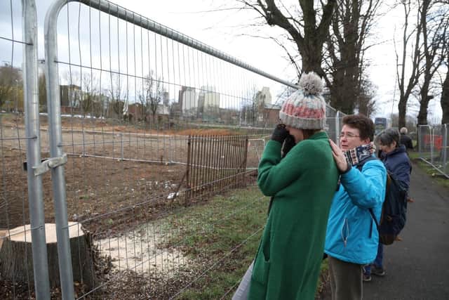 More than a dozen trees were felled in February 2023 with campaigners protesting at the site in London Road