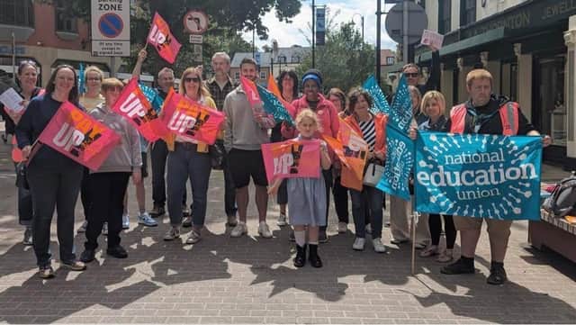 Teachers in Kettering held a rally while on strike yesterday
