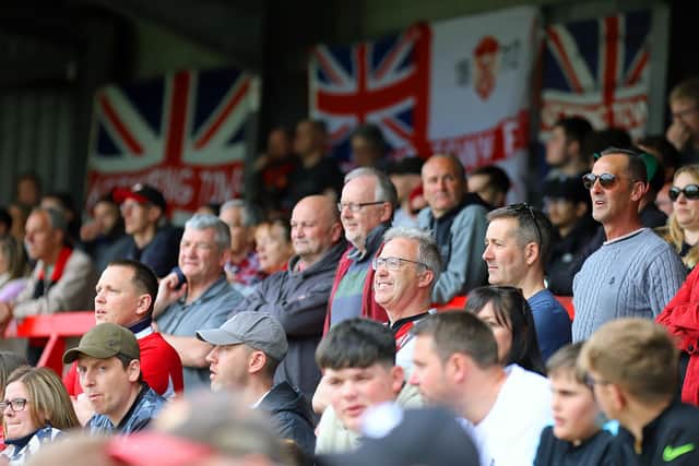 Just under 300 Kettering Town fans made the trip to Kidderminster at the weekend but were left devastated as their team were relegated. Picture by Peter Short