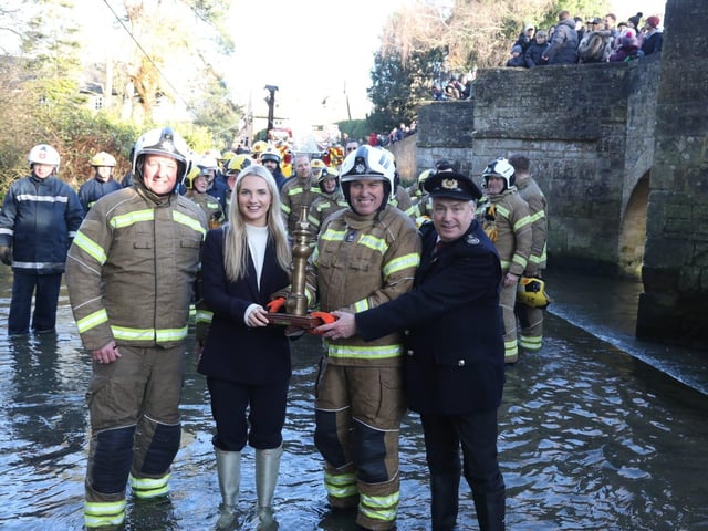 Annual Boxing Day Squirt between Geddington Volunteer Fire Brigade and Northants Fire and Rescue at Geddington Ford/National World