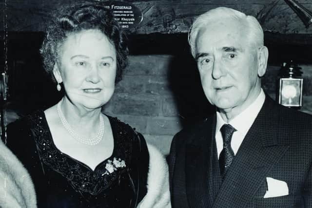 John White shoe factory owner and his wife celebrating his 80th birthday in December 1964