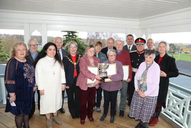 Members of Kettering Civic Society with Lord Lt James Saunders Watson, Mayor of Kettering Cllr Keli Watts and the Wicksteed Park volunteers and chairman of Wicksteed Charitable Trust Oliver Wicksteed