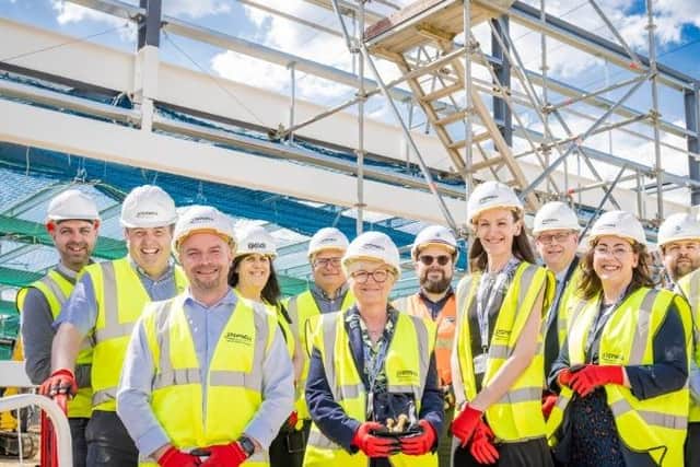 The steel frame at the mortuary near Riverside Retail Park is now complete.
