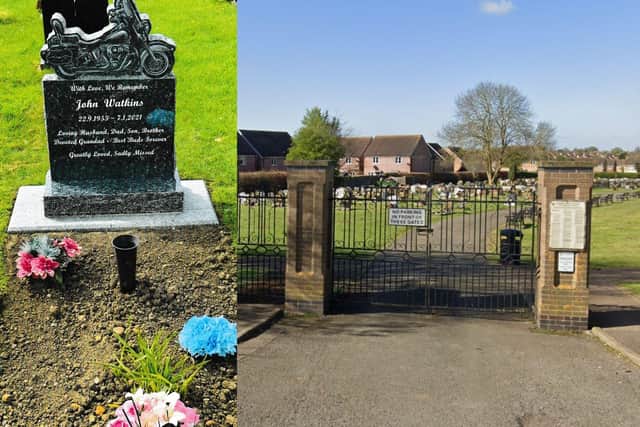Julie Watkins was instructed to clear the restricted items from her husband's grave within 21 days