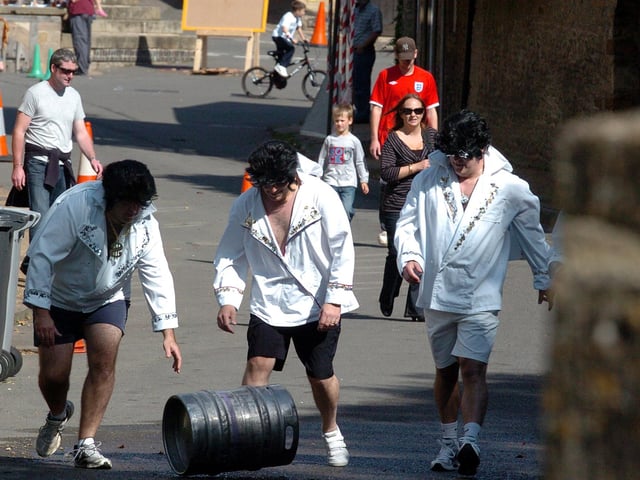 Geddington, Barrel Race The Elvises enter the ford. 2010