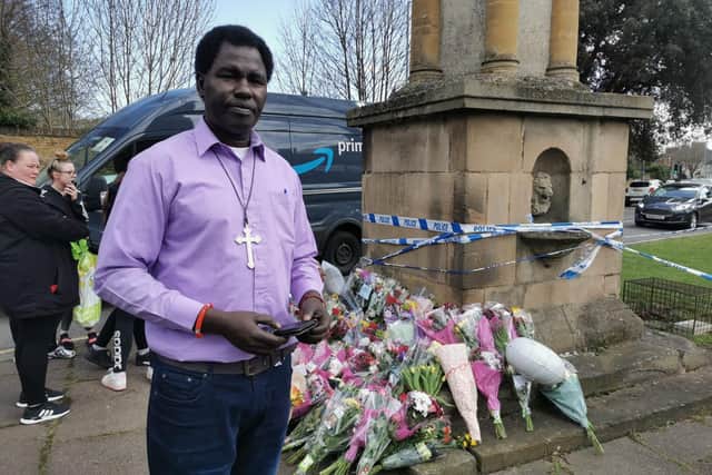 Reverend Francis Itiiri felt compelled to offer prayers to those grieving at the memorial of a boy (16) who was fatally stabbed in Kingsthorpe on Wednesday (March 22)