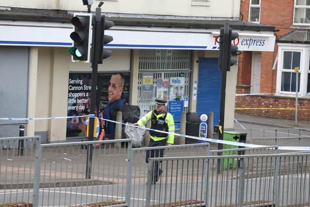 A cordon has been set up at a crime scene in Wellingborough. Image: AB