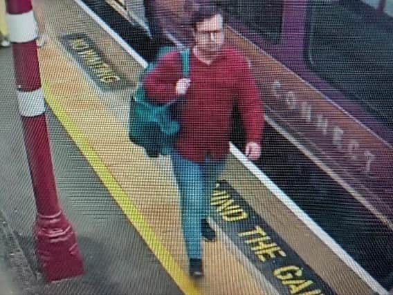 The man that officers want to speak to after a girl was attacked at Kettering railway station. IMAGE: BTP