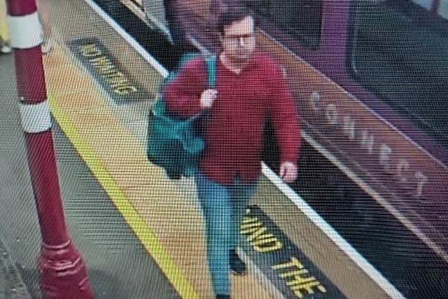 The man that officers want to speak to after a girl was attacked at Kettering railway station. IMAGE: BTP