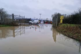 Corby household waste recycling centre has closed due to flood water at the entrance to the site