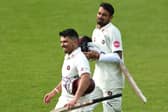Ricardo Vasconcelos and Siddharth Kaul walk off the County Ground field after securing the draw against Yorkshire (Photo by David Rogers/Getty Images)