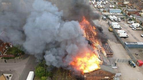 The National Rail Depot fire in Cotton End, Northampton on June 28. Picture by Dylan Lynch