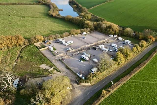 The site seen from the air - Cransley Reservoir is close to the field