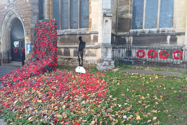 The Remembrance display outside All Hallows Church in Wellingborough