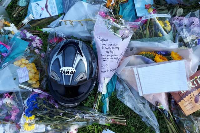 Tributes were left to Dylan Holliday at the spot where he collapsed near to Shelley Road.