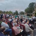 The meeting, which had been intended to take place in Rushden Hall, had to be moved outside due to the number of people who attended
