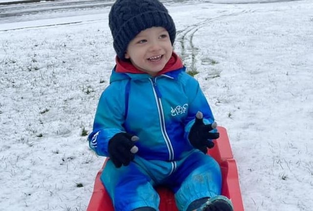 All smiles here, we tried to sled to work but got stuck on the A6.