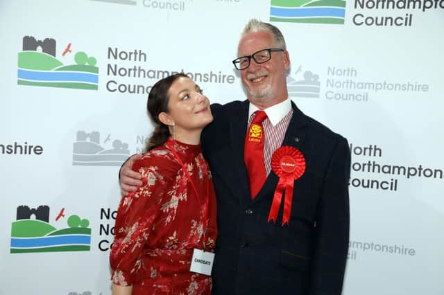 Cllr John McGhee with his daughter Zoe at 2021's elections