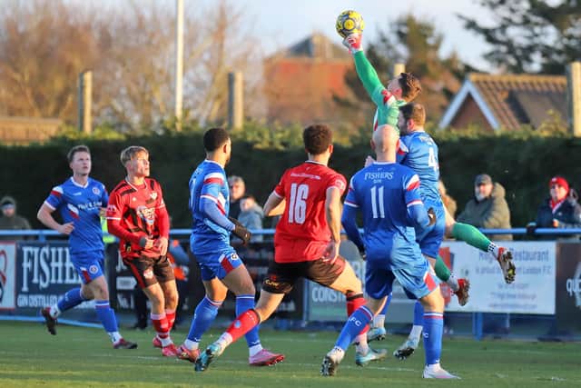 Kettering Town on the attack in their 4-1 defeat at Leiston (Picture: Peter Short)