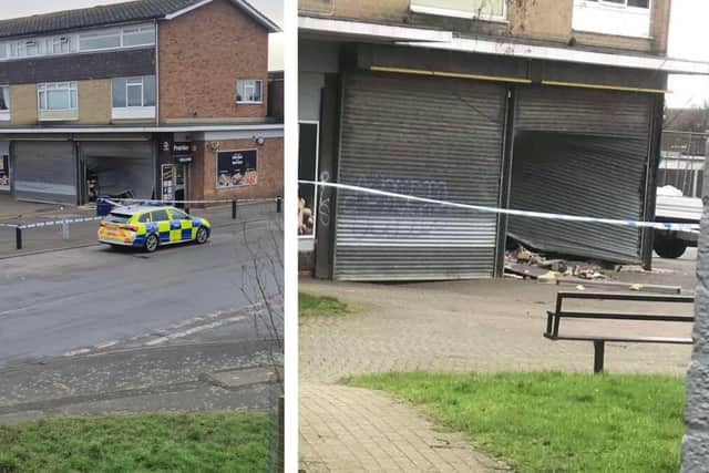 The damage to the shops can be seen this morning. Image: Submitted