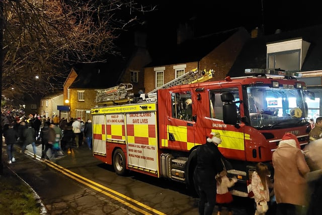 Earls Barton celebrates Christmas Eve in the Square - Earls Barton Fire and Rescue was in attendance